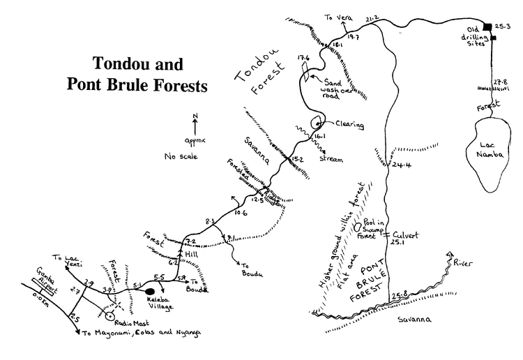 Tontou and Pont Brule Forests map