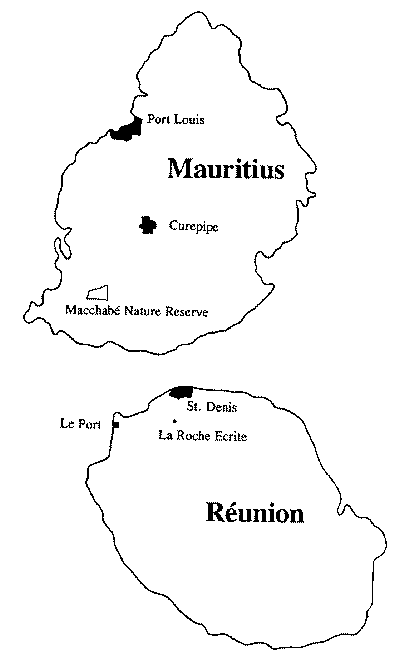 Mauritius and Reunion map