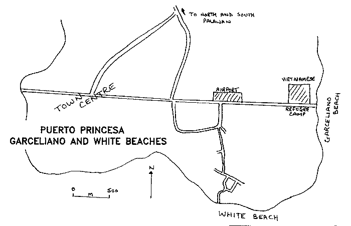 Garceliano and White Beaches map